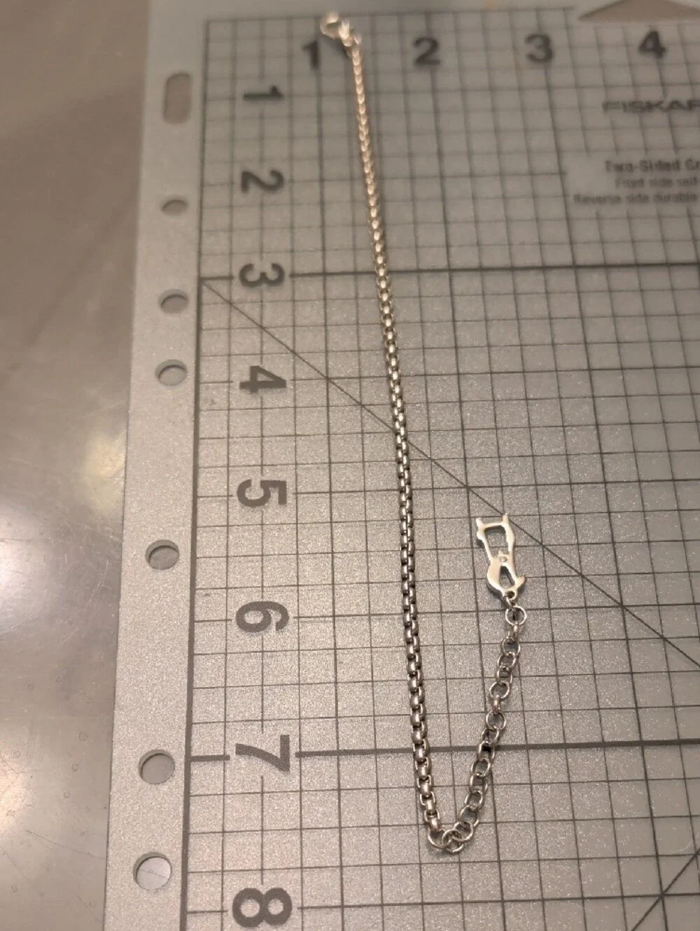 Silver Tone Chain Bracelet with MS Charm - Silver